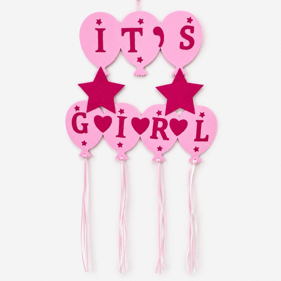 It's a Girl Foam Banner – Pink Balloon Theme Party Decoration
