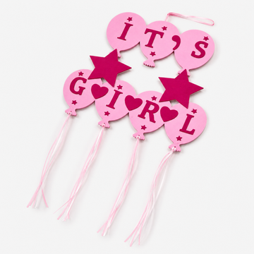 It's a Girl Foam Banner – Pink Balloon Theme Party Decoration