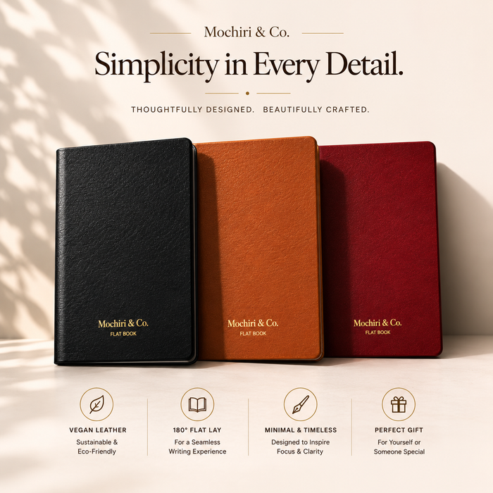 Mochiri & Co. Japan inspired Flat Book A5 Diary | 180° Flat-Lay Notebook