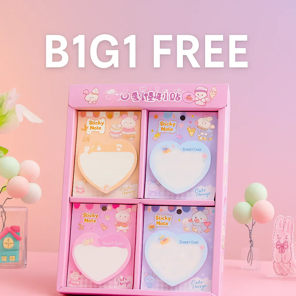 (Buy 1 Get 1 Free ) Cute Heart sticky notes 3x3 l Pack of 1 contains 70 sheets
