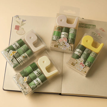 Washi tape with Dispenser for journaling(9pcs) Pack of 1