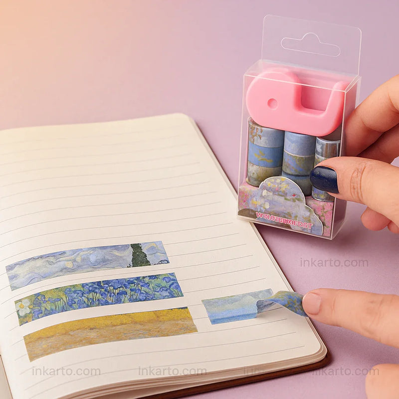 (Buy 1 Get 1 Free ) Van Gogh Mini Washi Tape Set (9+1 Dispenser)