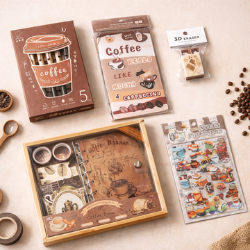 Premium Coffee Theme Journaling & Stationery Kit for Return Gift (5 Pcs) | Pack of 1