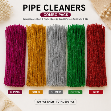 Glitter Sparkle Pipe Cleaners Combo | Top 5 Best-Sellers | 100 Pieces Each | Soft & Flexible Sparkly Craft Stems for DIY, Decoration & Kids Activities