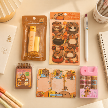 Premium Cute Capybara Stationery combo set l Return gift l (6 pcs) Pack of 1