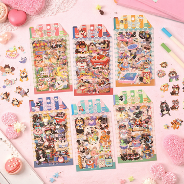 (Buy 1 Get 1 Free) Cute Kawaii Cartoon Animal Stickers | Pack of 1 contains 4 sheets
