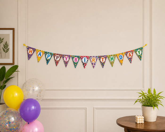 Happy Birthday Cardboard Banner – Party Decoration