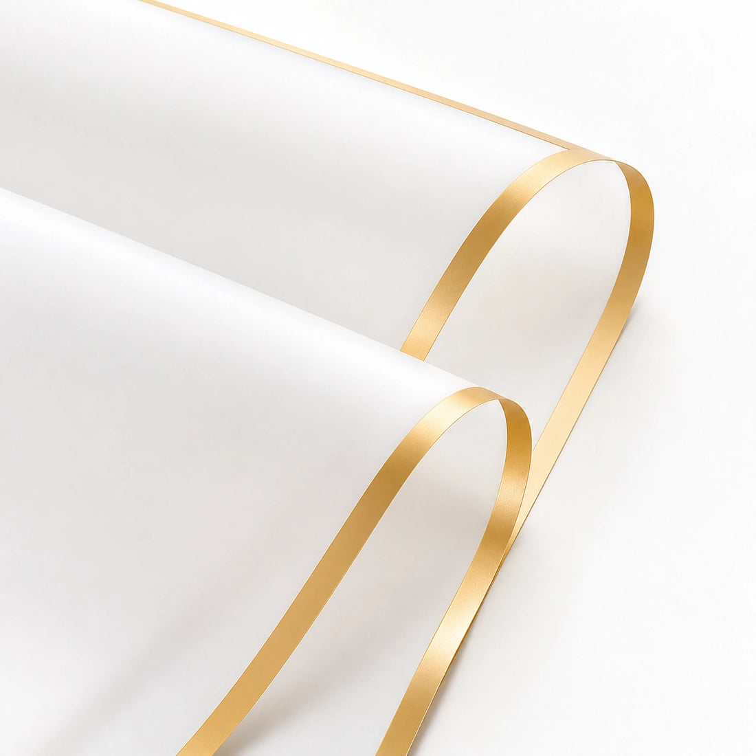 Elegant White Wrapping Sheets with Gold Border | Premium Bouquet Wrapping Paper | 20 sheets | 59 x 57 cm