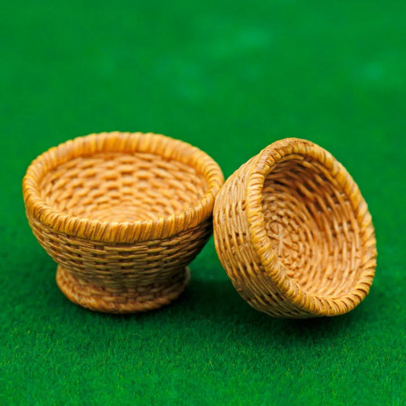 Miniature Bamboo Basket Set – 2 Pieces | Handcrafted Miniature Baskets for Crafts, Dioramas & Decorative Projects (D1580-B)