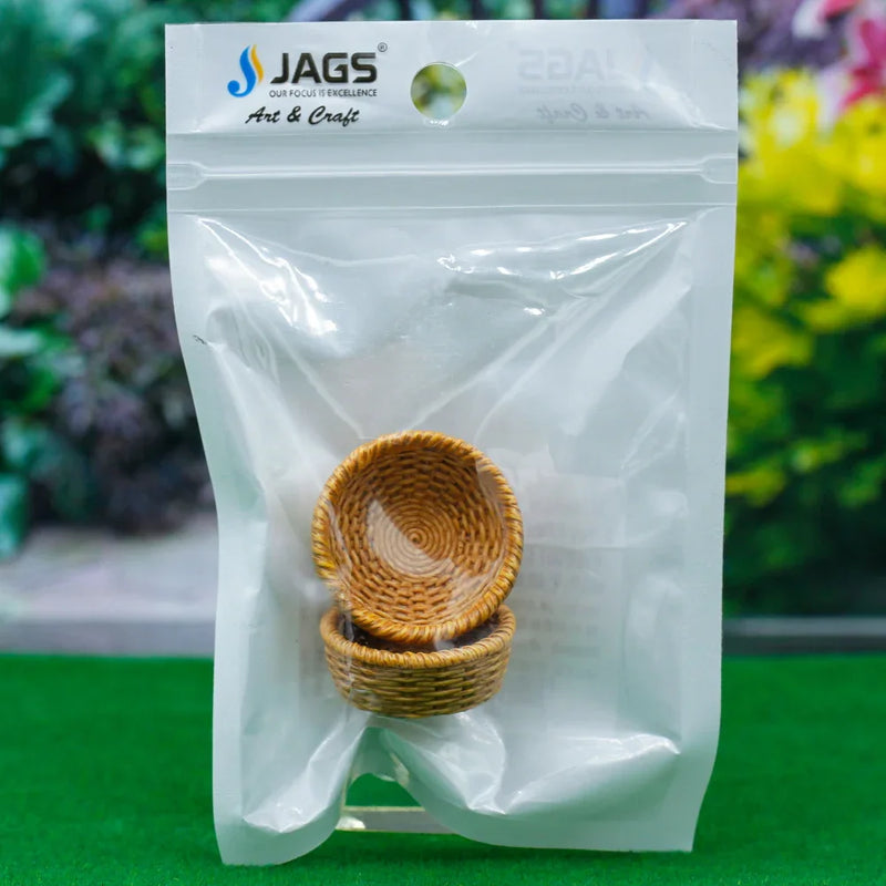 Miniature Bamboo Basket Set – 2 Pieces | Handcrafted Miniature Baskets for Crafts, Dioramas & Decorative Projects (D1580-B)