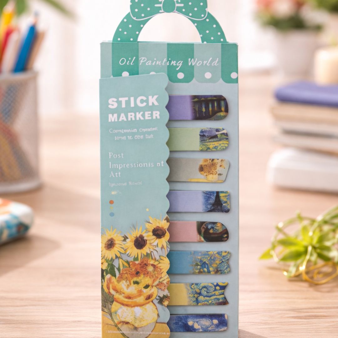 (Buy 1 Get 1 Free) Aesthetic Van Gogh sticky notes Markers for Books & Planners | Assorted Design| Pack Of 1