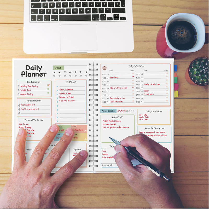 Daily Planner, Mood + Productivity + Expense (Free Sticker Sheets) for 2026 (FREE SHIPPING) I Self Help Journal Diary