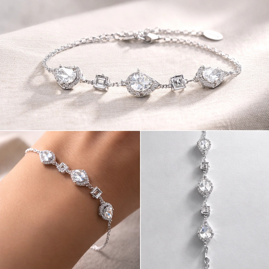 Premium Korean Design Silver Tone Dainty Bracelet – Long Lasting & Anti-Tarnish l Perfect Everyday Jewellery l Pack of 1