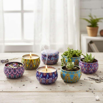 Metal Tin Boxes jars for candles, storage, Flower succulents