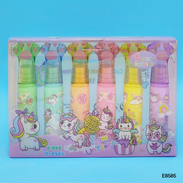 Unicorn Hand Highlighter Bottle Set - 6 Pcs