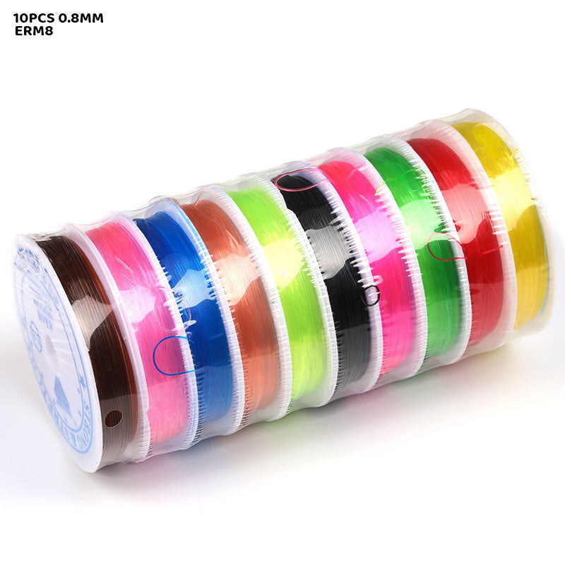 Multicolour Elastic Cord Rolls 0.8mm - Pack of 10