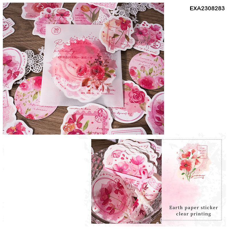 Exa2308283 Diy Blooming paper Cutout for Journaling & Scrapbooking  Sticker 30Pc