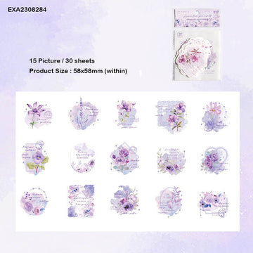 Exa2308284 Diy Blooming paper Cutout for Journaling & Scrapbooking  Sticker 30Pc