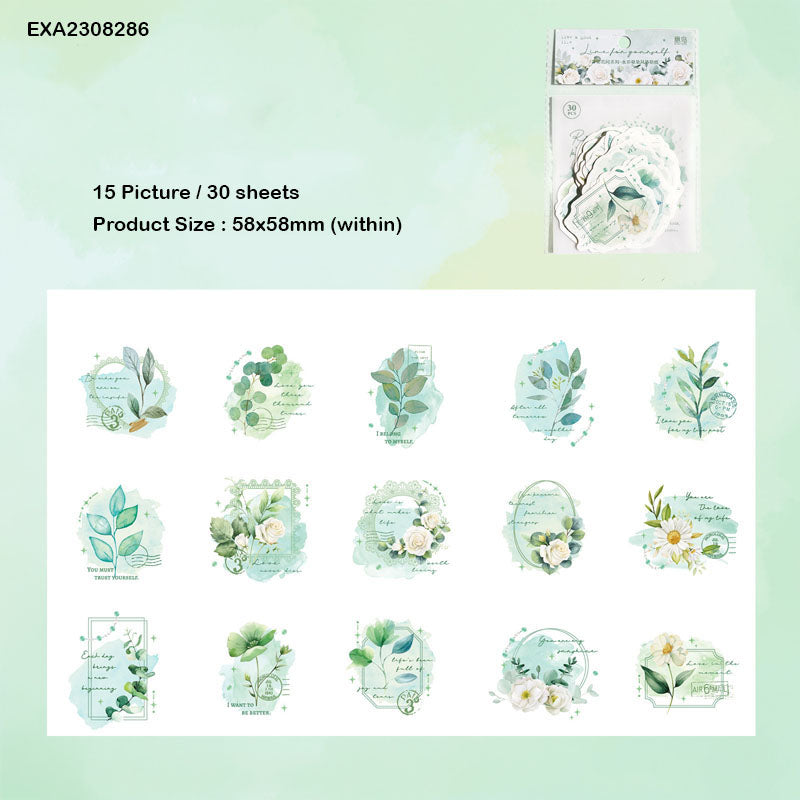 Exa2308286 Diy Blooming paper Cutout for Journaling & Scrapbooking  Sticker 30Pc