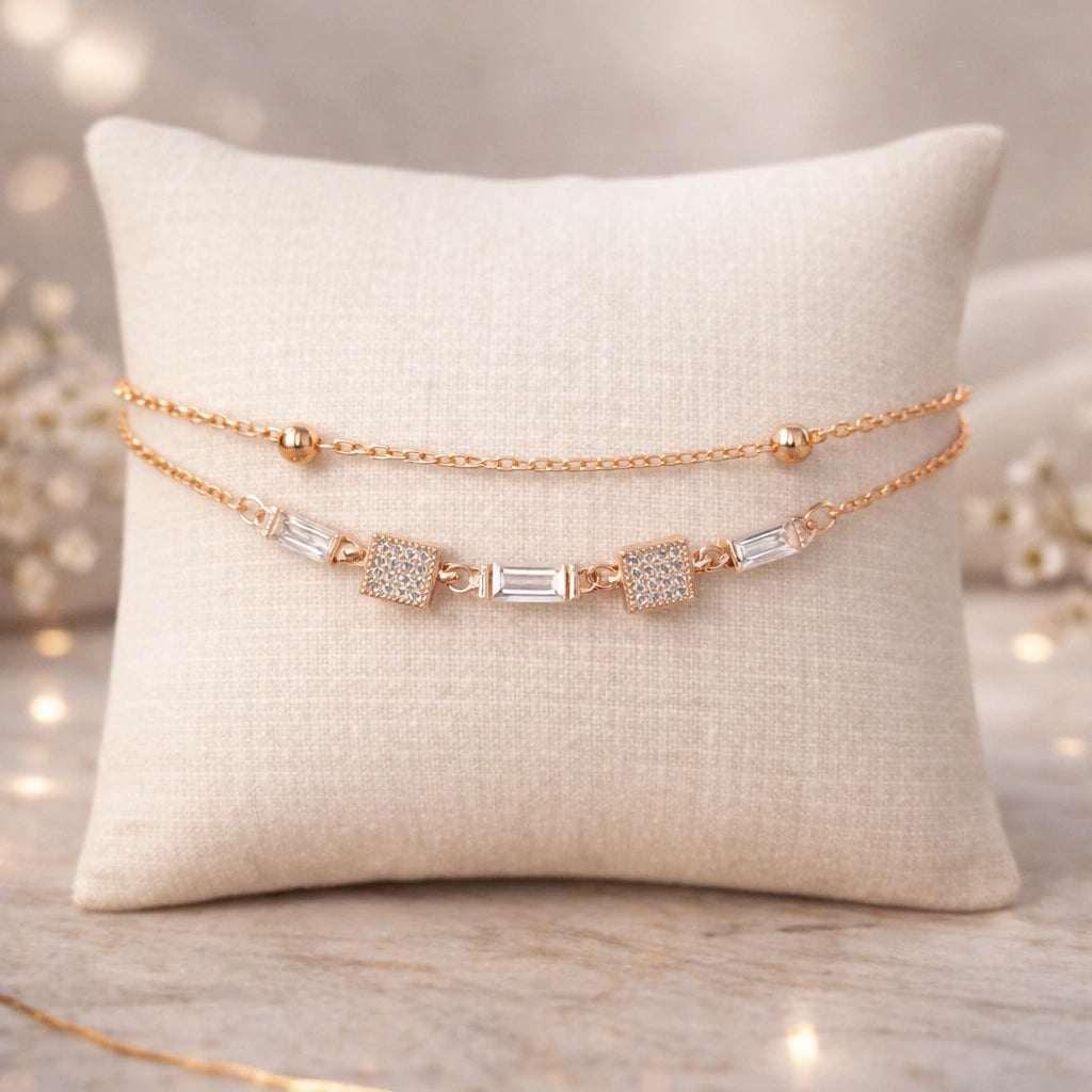 Korean Inspired Rose Gold Tone Dainty Bracelet | Waterproof Anti-Tarnish Jewellery l Perfect Everyday Jewellery l Pack of 1