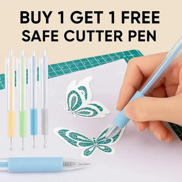 (Buy 1 get 1 Free) Safe Cutter Pen for DIY & Craft | Can fit in pouch & Compass | Mechanical detail Knife