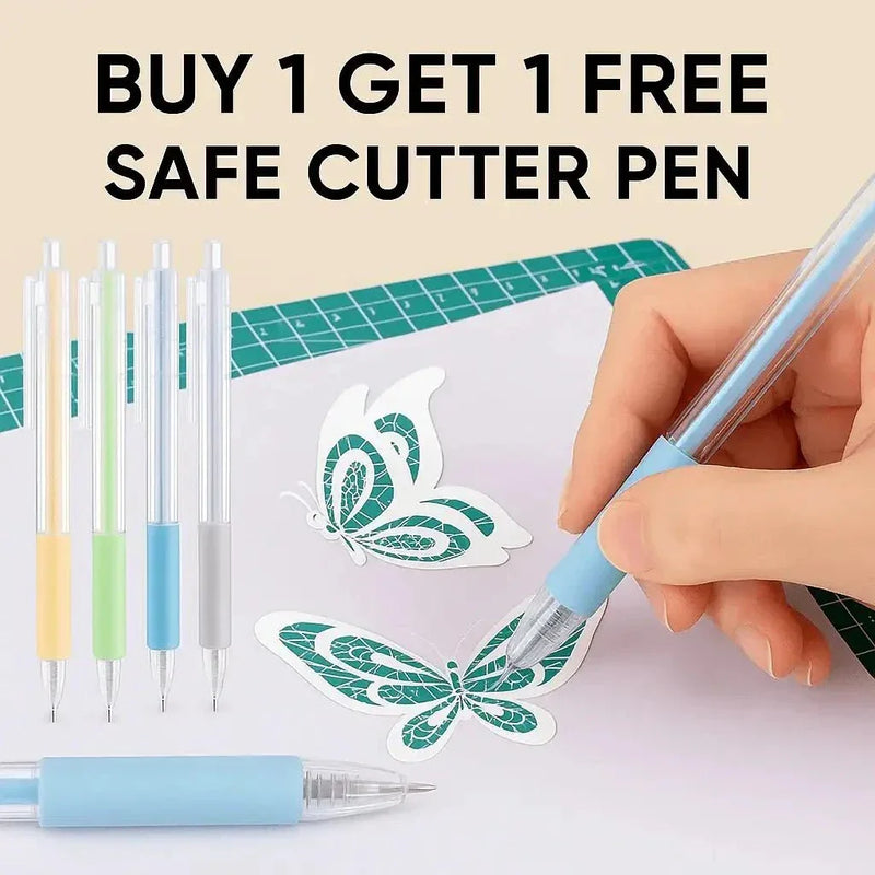(Buy 1 get 1 Free) Safe Cutter Pen for DIY & Craft | Can fit in pouch & Compass | Mechanical detail Knife