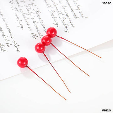 Faux Ball Topper Red 12mm - Pack of 100 for Pipe Cleaner Flowers