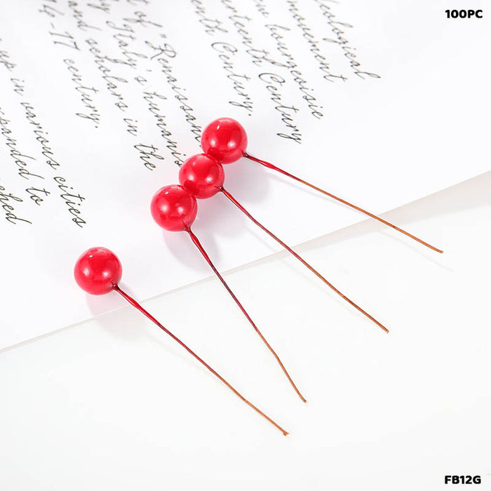 Faux Ball Topper Red 12mm - Pack of 100 for Pipe Cleaner Flowers