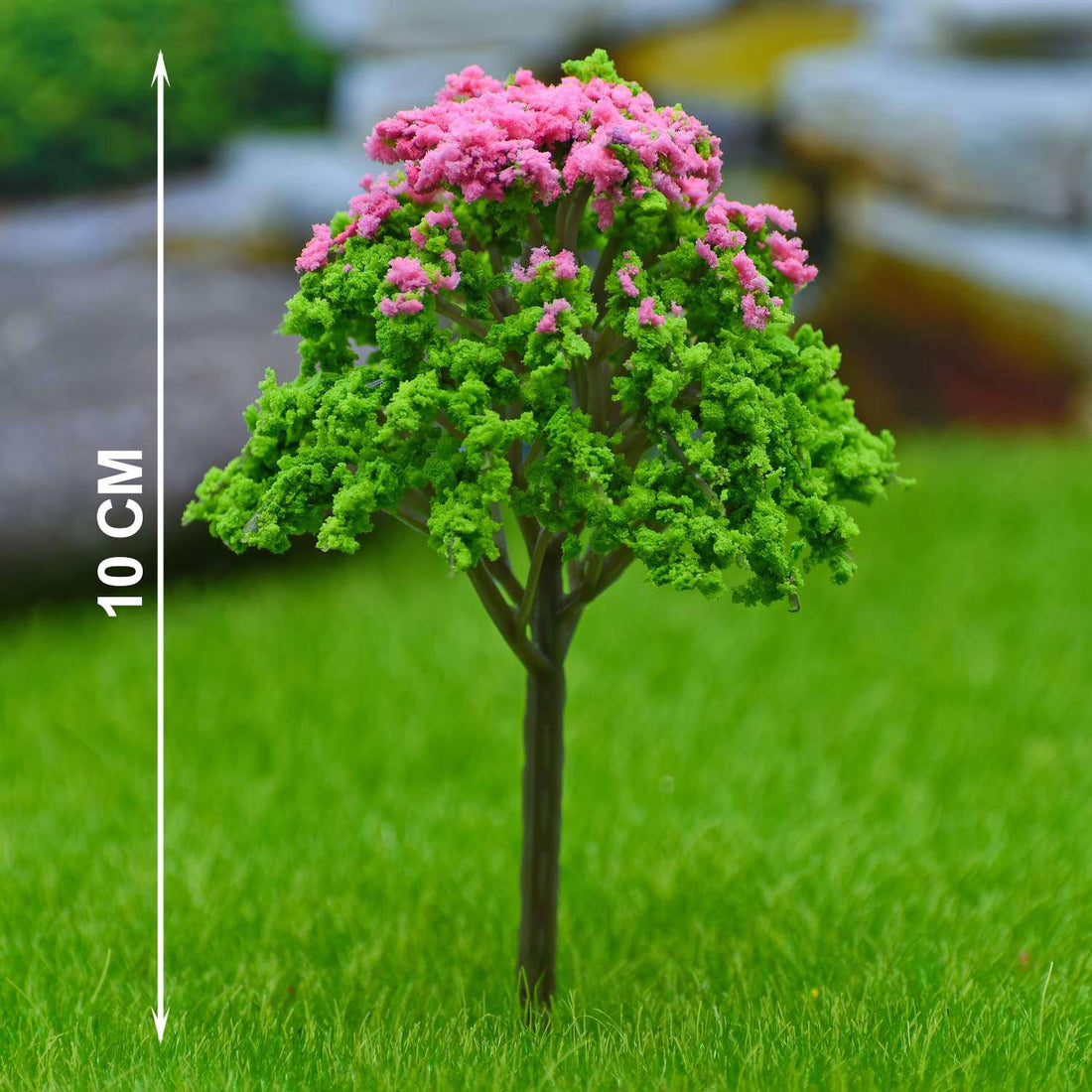 Artificial Miniature Tree Green & Light Pink 100mm