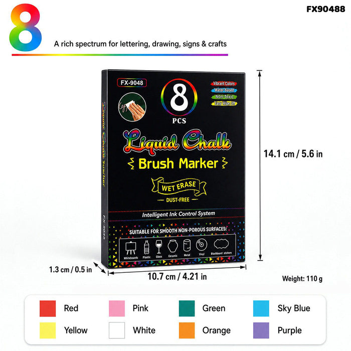 Marker Pen I Liquid Chalk Brush I Pack of 8