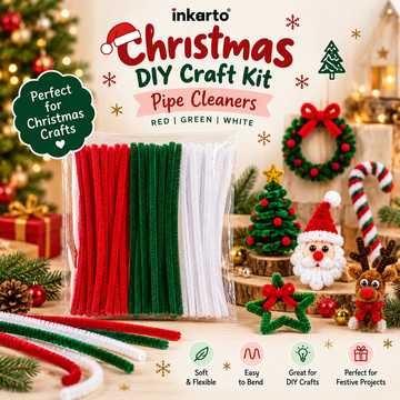 Inkarto Christmas DIY Craft Kit – Pipe Cleaners Combo (Red, Green & White)