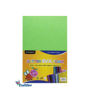 Glitter Foam Sheet A4 Neon Green - Pack of 10 for Craft