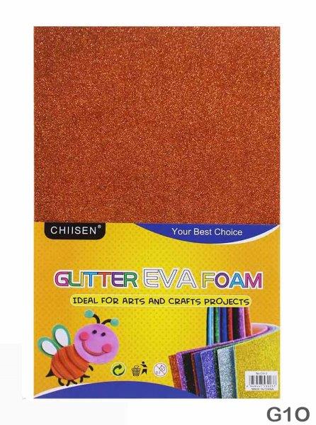 Glitter Foam Sheet A4 Orange - Pack of 10 for Craft