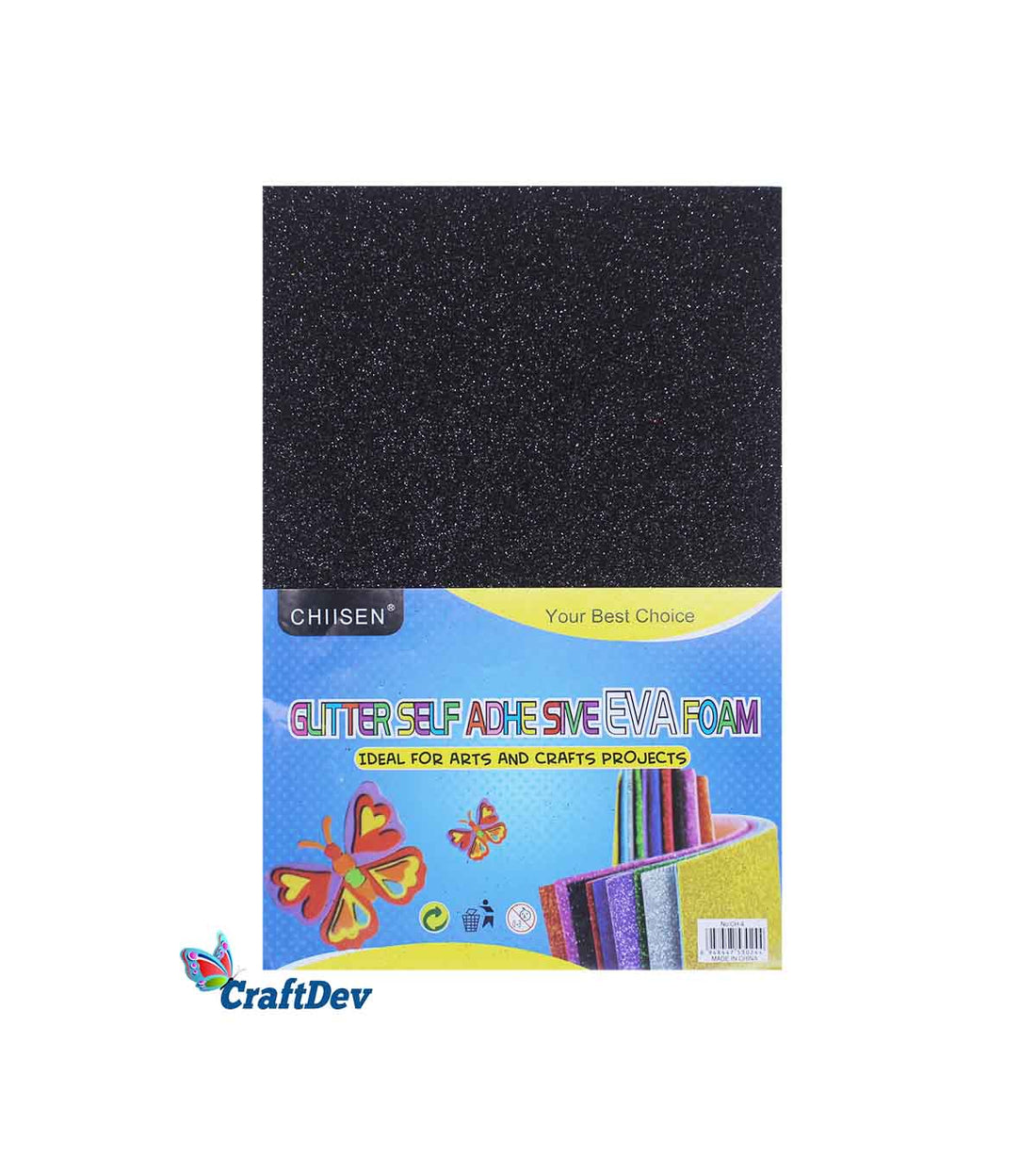 Glitter Foam Sheet (G2Bk) Sticker A4 Black 10Pc