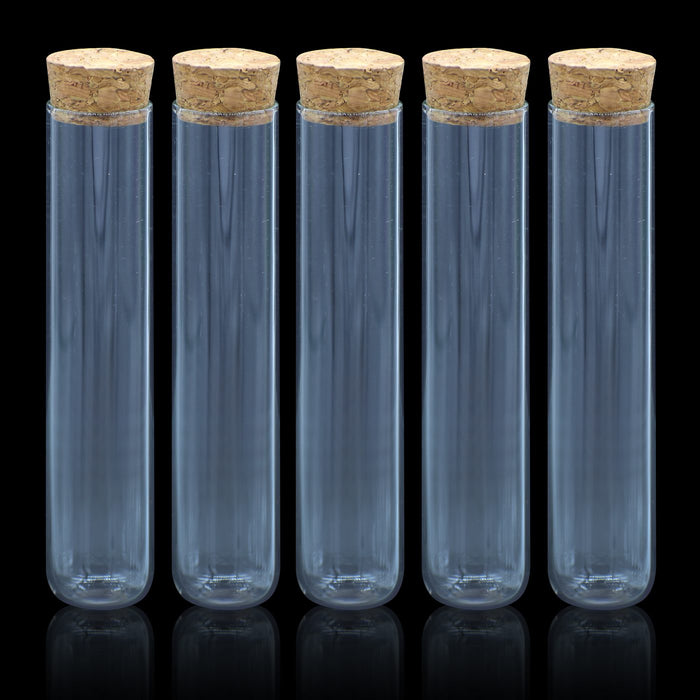 Glass Message Bottles with Cork Lid - Set of 5, 25ml Capacity, 100mm Height