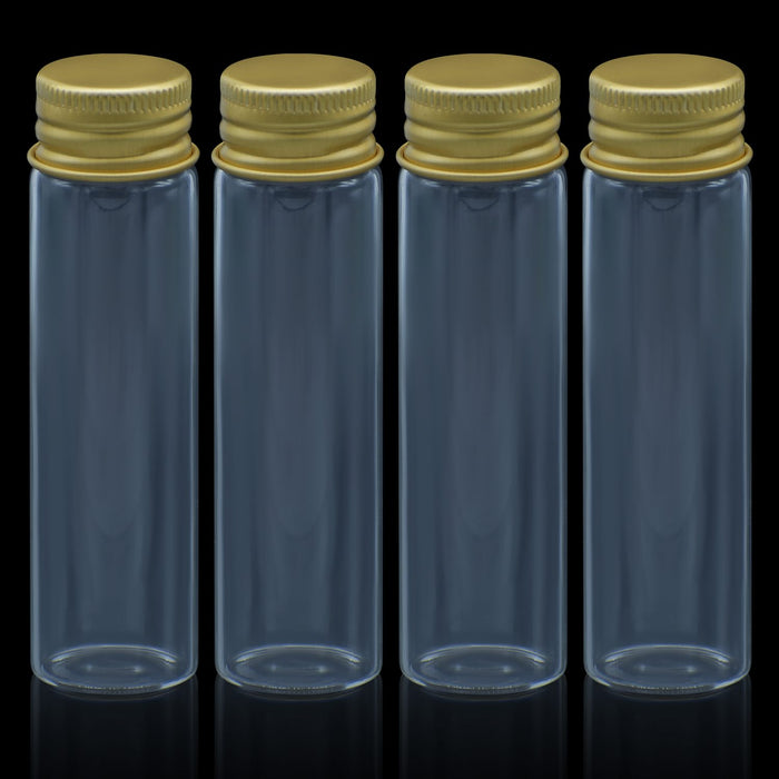 Mini Glass Bottles with Gold Cap - Set of 4