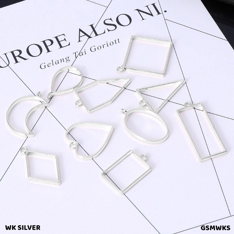 Silver Mixed Shape Bezels Set - 10 Pcs for Resin Jewellery