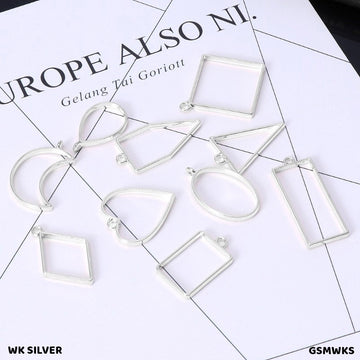 Silver Mixed Shape Bezels Set - 10 Pcs for Resin Jewellery