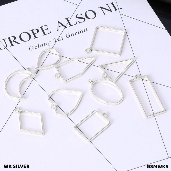 Silver Mixed Shape Bezels Set - 10 Pcs for Resin Jewellery