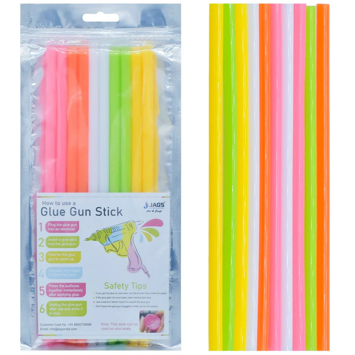 Neon- Pastel glue stick l Thin 7MM 20CM l Pack of 10 sticks