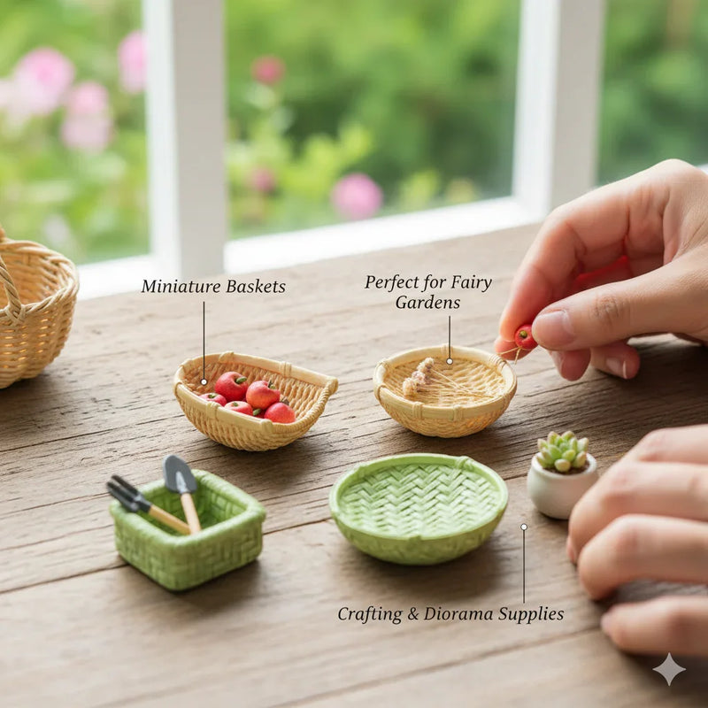 Miniature Model Bamboos Basket Furniture Set 4Pc Set D1580-C