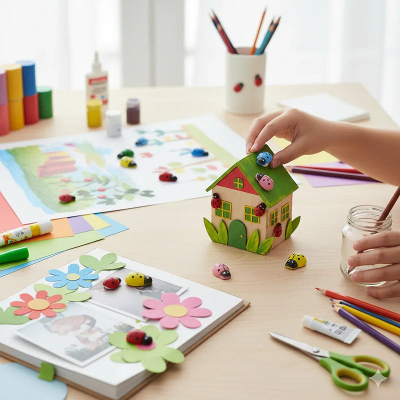 Miniature Ladybug Model Accessories – Pack of 10 (C0676-2) | Cute & Colorful Craft Embellishments for DIY Projects