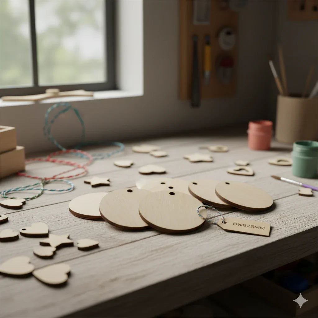 jags-mumbai Pendant Decorative Wooden Pendant Plain Small 10pc DWB25MM