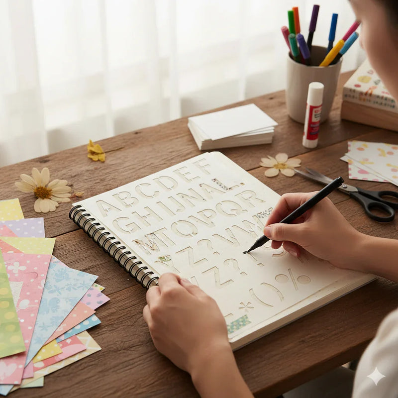 Versatile Alphabet Drawing Stencil: Drawing Stencil Plastic A4 size AToZ Big Letters and Symbols for Creative Typography