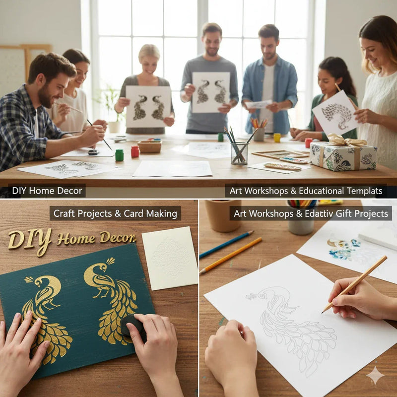 Drawing Stencil Plastic A4 Peacock Horizontal