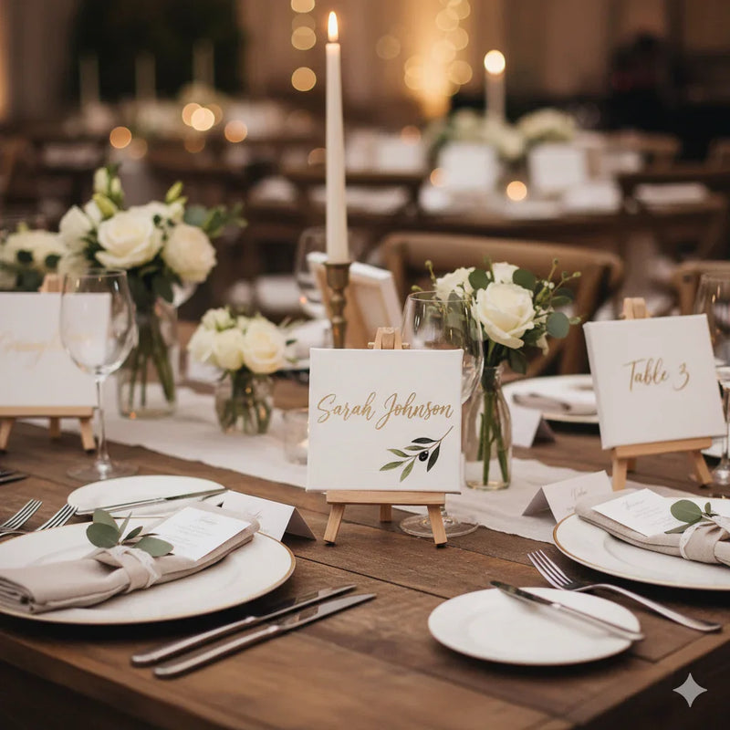 Mini White Canvas with Wooden Easel (10x10cm) | contains 1 easel & 1 canvas