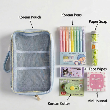 Korean Student Gift Kit  | Korean Gift Set | 6 Items in a kit I Pastel Students Summer Kit