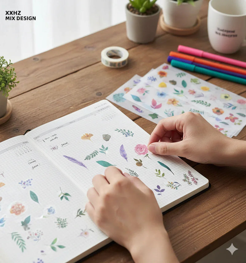 Floral & Botanical Deco Stickers for Journaling | 6 Sheets