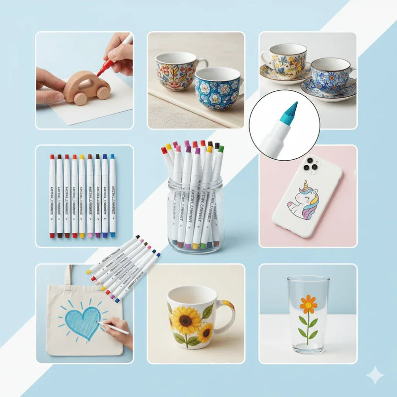 Acrylic Paint Markers – Multi-Surface Art Pens for Resin, Wood, Canvas & More I Limited edition