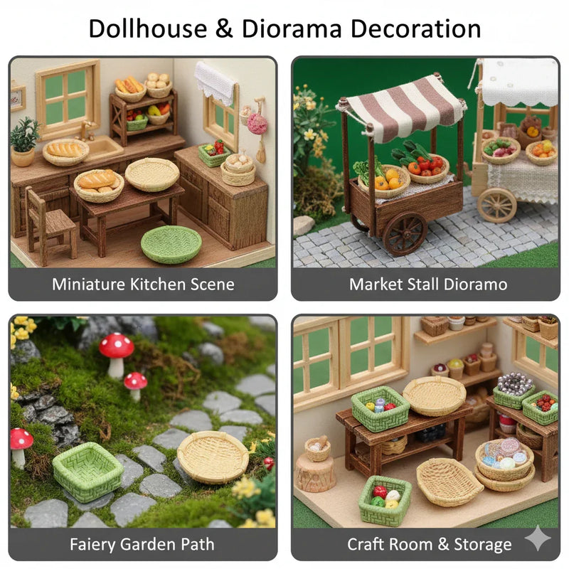 Miniature Model Bamboos Basket Furniture Set 4Pc Set D1580-C